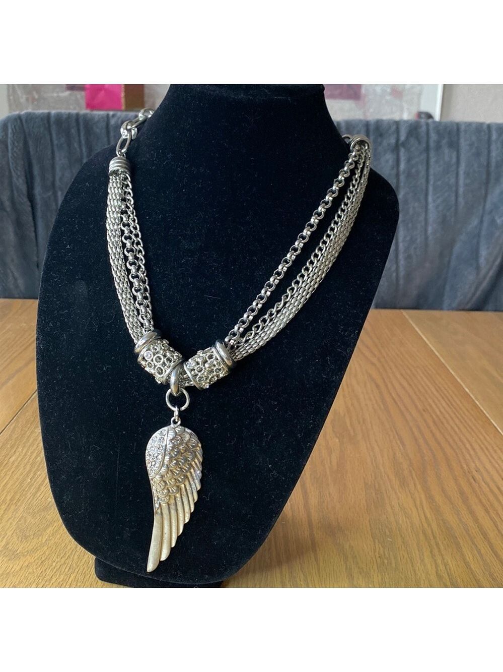 Silver Angel Wing with Rhinestones. - Picture 3 of 4